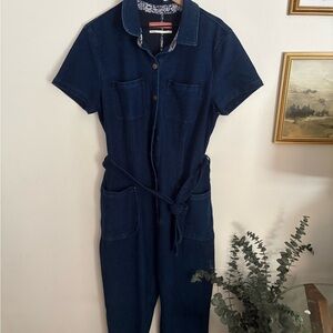 Anthropologie Pilcro Boho Chic Jean Stretch Dark Blue Jumpsuit Womens Large NWOT